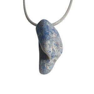 Natural Blue Sodalite Stone Pendant Necklace Adjustable Handmade Jewelry Gift